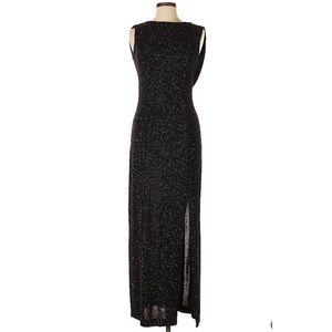 Betsy & Adam Black Floor Length Cocktail Dress